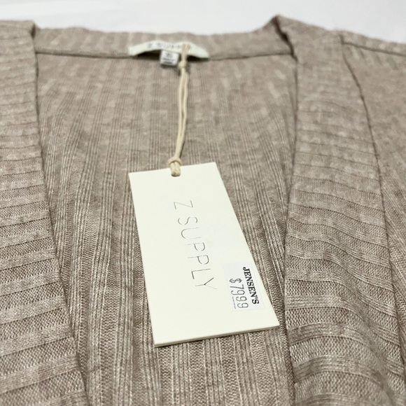 Ribbed Button-Up Cardigan - Taupe, Size XS New With Tags - Picture 3 of 6